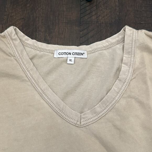 Cotton Citizen Men XL Classic V- Neck Tee Short Sleeve Vintage Taupe New - Picture 3 of 6